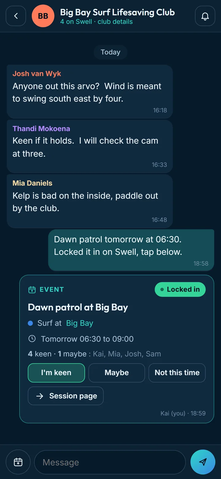 The Big Bay Surf Lifesaving Club chat, with a Dawn patrol event the members can answer
