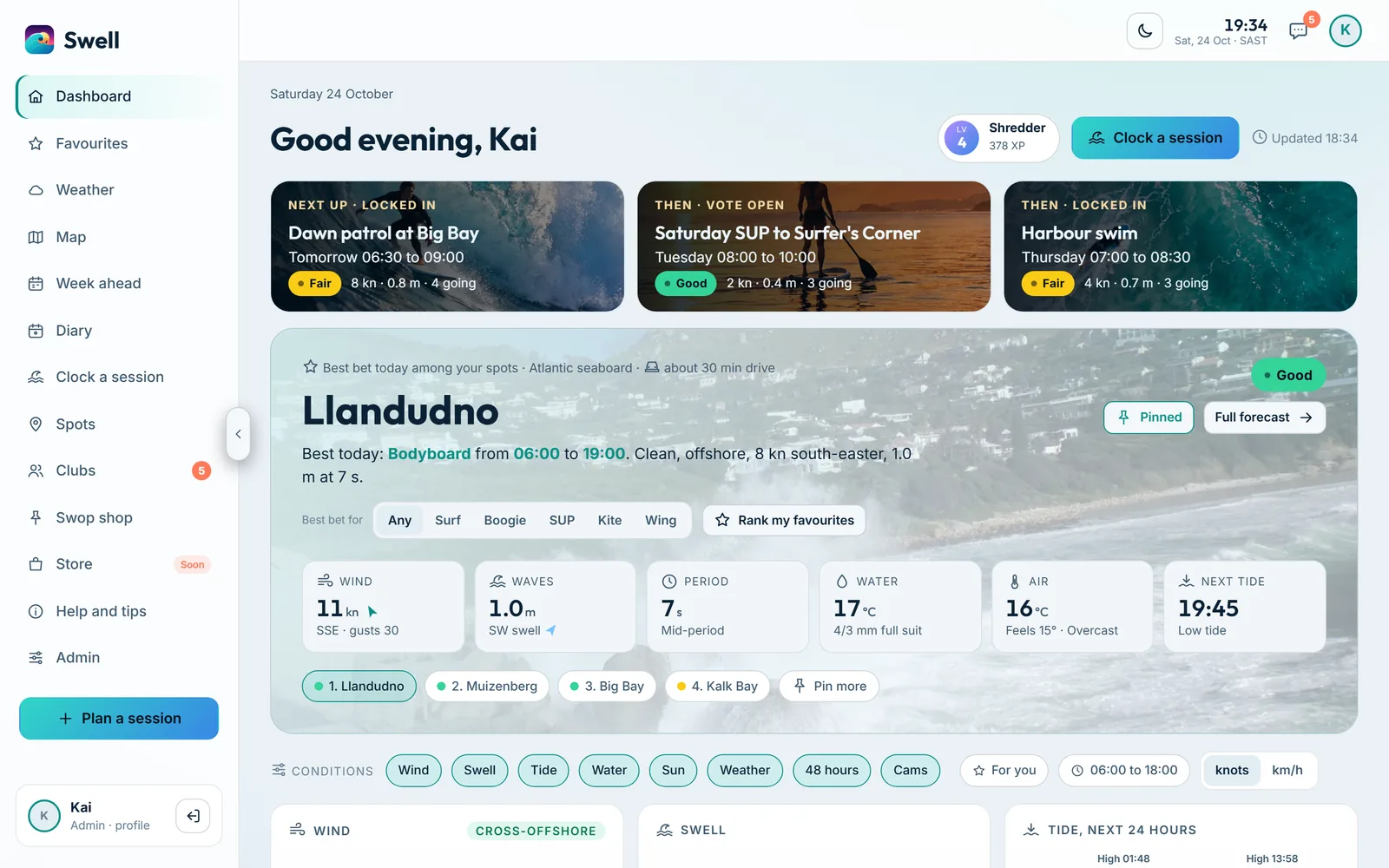 The same dashboard in light mode